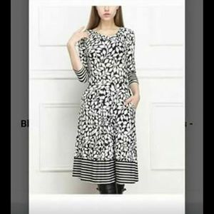Reborn NWT Black and White Leaves Dress